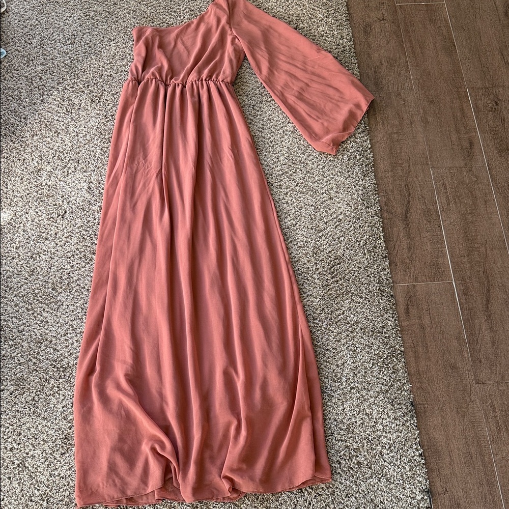 Chic One-Shoulder Terracotta Dress